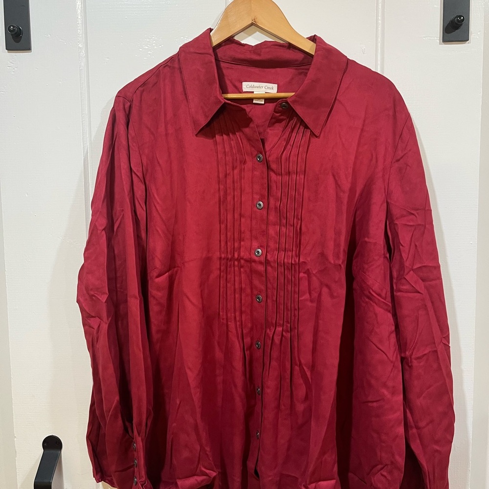 Coldwater Creek Red Pleated Blouse